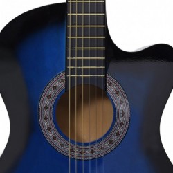 Western Akustik Gitarren-Set mit 6 Saiten Blau 38"