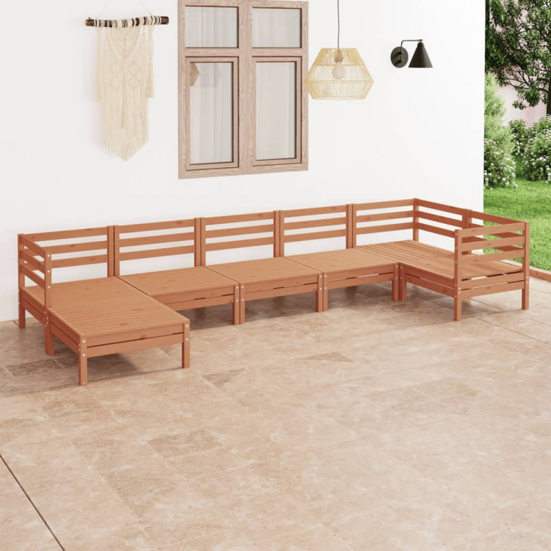 7-tlg. Garten-Lounge-Set Oriana Massivholz Kiefer Honigbraun