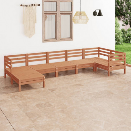 7-tlg. Garten-Lounge-Set Oriana Massivholz Kiefer Honigbraun