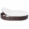 Outdoor-Lounge-Bett mit Polster Poly Rattan Braun