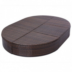 Outdoor-Lounge-Bett mit Polster Poly Rattan Braun