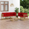 6-tlg. Garten-Lounge-Set Malina mit Roten Kissen