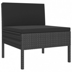 6-tlg. Garten-Lounge-Set Leentje mit Auflagen Poly Rattan Schwarz