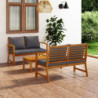 3-tlg. Garten-Lounge-Set Blair mit Auflagen Massivholz Akazie