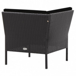 6-tlg. Garten-Lounge-Set Leia mit Auflagen Poly Rattan Schwarz