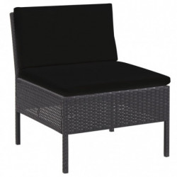 6-tlg. Garten-Lounge-Set Leia mit Auflagen Poly Rattan Schwarz