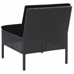 6-tlg. Garten-Lounge-Set Leia mit Auflagen Poly Rattan Schwarz