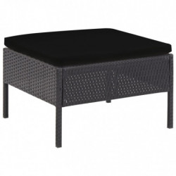 6-tlg. Garten-Lounge-Set Leia mit Auflagen Poly Rattan Schwarz