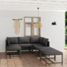 7-tlg. Garten-Lounge-Set Ortraud mit Kissen Poly Rattan Grau