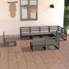 8-tlg. Garten-Lounge-Set Quiaira Grau Kiefer Massivholz