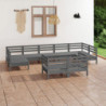 9-tlg. Garten-Lounge-Set Rosemary Grau Massivholz Kiefer