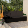 Sonnenliege mit Auflage Poly Rattan Schwarz