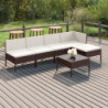 6-tlg. Garten-Lounge-Set Leimomi mit Auflagen Poly Rattan Braun