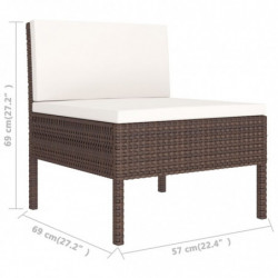 6-tlg. Garten-Lounge-Set Leimomi mit Auflagen Poly Rattan Braun