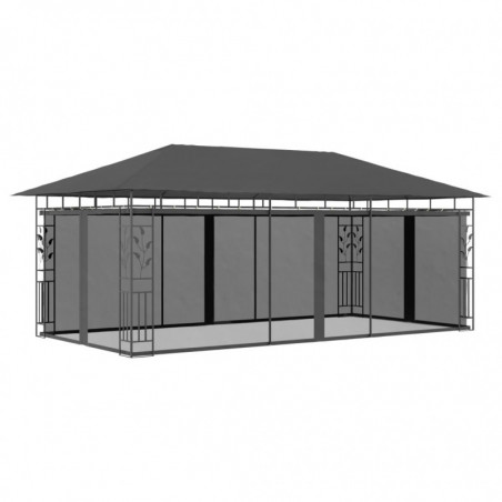 Pavillon Wadim mit Moskitonetz 6x3x2,73 m Anthrazit