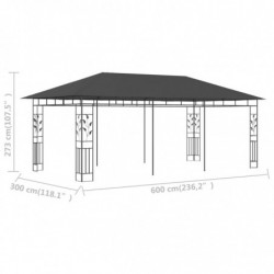 Pavillon Wadim mit Moskitonetz 6x3x2,73 m Anthrazit