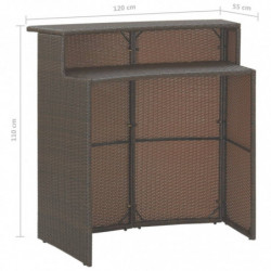 3-tlg. Gartenbar-Set Elise mit Kissen Poly Rattan Braun