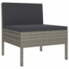 6-tlg. Garten-Lounge-Set Leyla mit Auflagen Poly Rattan Grau