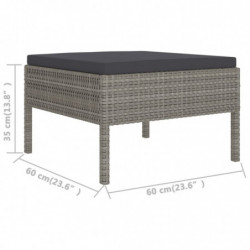 6-tlg. Garten-Lounge-Set Leyla mit Auflagen Poly Rattan Grau