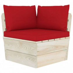 Garten-Palettensofa Ubon 4-Sitzer mit Kissen Fichtenholz