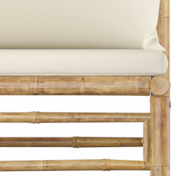 4-tlg. Garten-Lounge-Set Fabienne mit Cremeweißen Kissen Bambus