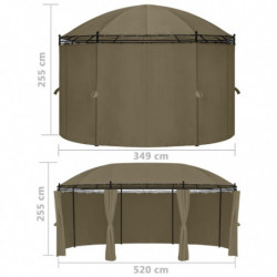 Pavillon Wiola mit Vorhängen 520x349x255 cm Taupe 180 g/m²