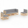 5-tlg. Garten-Lounge-Set Kathleen mit Kissen Kiefer Massivholz