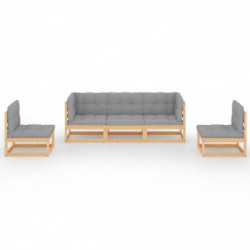 5-tlg. Garten-Lounge-Set Kathleen mit Kissen Kiefer Massivholz