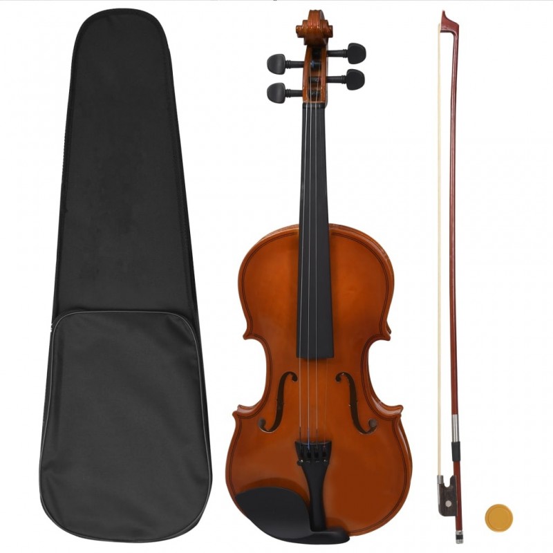 Violine Komplettset mit Bogen und Kinnstütze Dunkles Holz 4/4