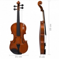 Violine Komplettset mit Bogen und Kinnstütze Dunkles Holz 4/4