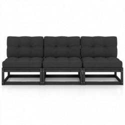 3-Sitzer-Sofa Bill mit Kissen Kiefer Massivholz