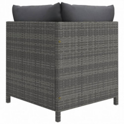 6-tlg. Garten-Lounge-Set Marcin mit Kissen Poly Rattan Grau