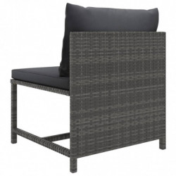 6-tlg. Garten-Lounge-Set Marcin mit Kissen Poly Rattan Grau