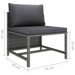 6-tlg. Garten-Lounge-Set Marcin mit Kissen Poly Rattan Grau