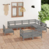 9-tlg. Garten-Lounge-Set Salvador Massivholz Kiefer Grau