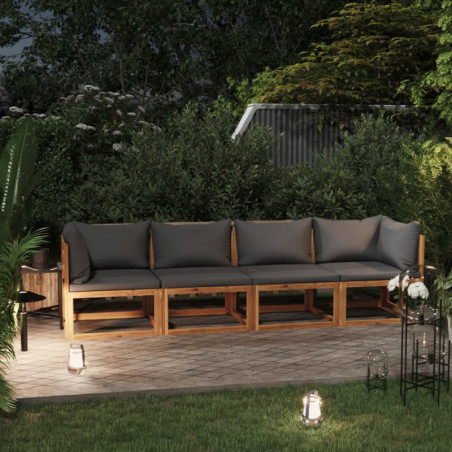 4-Sitzer-Gartensofa Esme mit Auflage Akazie Massivholz