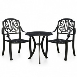 3-tlg. Bistro-Set Emanuel Aluminiumguss Schwarz