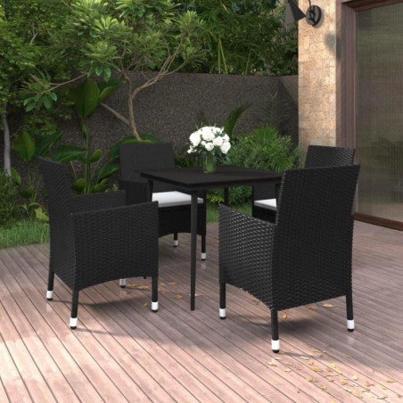 5-tlg. Garten-Essgruppe Keke mit Auflagen Poly Rattan und Glas