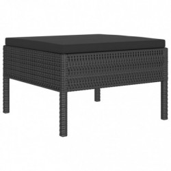 6-tlg. Garten-Lounge-Set Lennox mit Auflagen Poly Rattan Schwarz