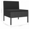 6-tlg. Garten-Lounge-Set Lennox mit Auflagen Poly Rattan Schwarz