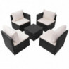 5-tlg. Garten-Lounge-Set Helgo mit Auflagen Poly Rattan Schwarz