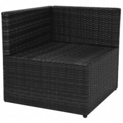 5-tlg. Garten-Lounge-Set Helgo mit Auflagen Poly Rattan Schwarz