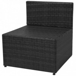 5-tlg. Garten-Lounge-Set Helgo mit Auflagen Poly Rattan Schwarz