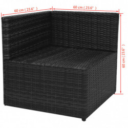 5-tlg. Garten-Lounge-Set Helgo mit Auflagen Poly Rattan Schwarz