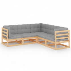 5-tlg. Garten-Lounge-Set Kendrick mit Kissen Kiefer Massivholz