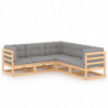 5-tlg. Garten-Lounge-Set Kenny mit Kissen Kiefer Massivholz