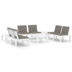 6-tlg. Garten-Lounge-Set Marica mit Auflagen Kunststoff Weiß