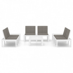 6-tlg. Garten-Lounge-Set Marica mit Auflagen Kunststoff Weiß