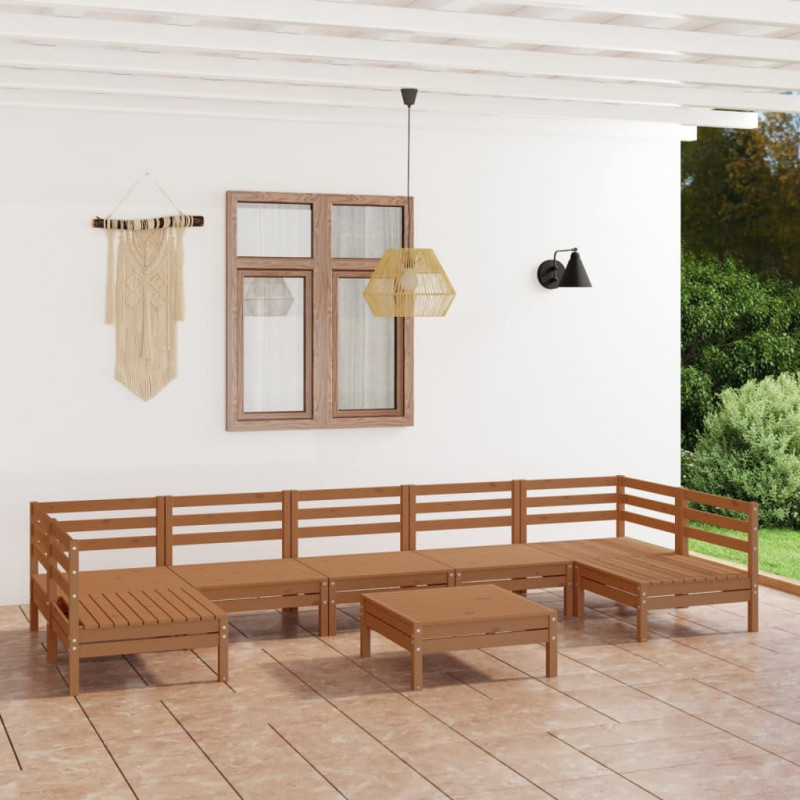 8-tlg. Garten-Lounge-Set Quiterie Honigbraun Massivholz Kiefer