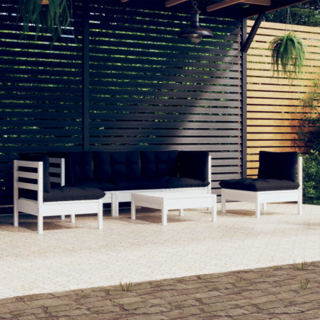 6-tlg. Garten-Lounge-Set Mariel mit Kissen Kiefer Massivholz